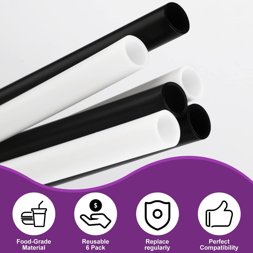 6pcs Reusable Plastic Straws with Cleaning Brush for 24 oz Water Bottle K53855