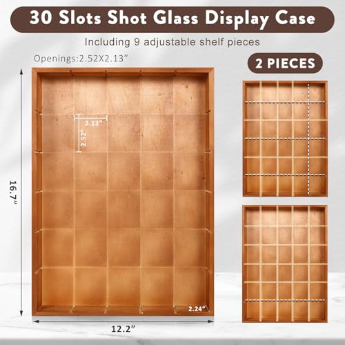 Black 2PCS Wood Shot Glass Display Case C5174