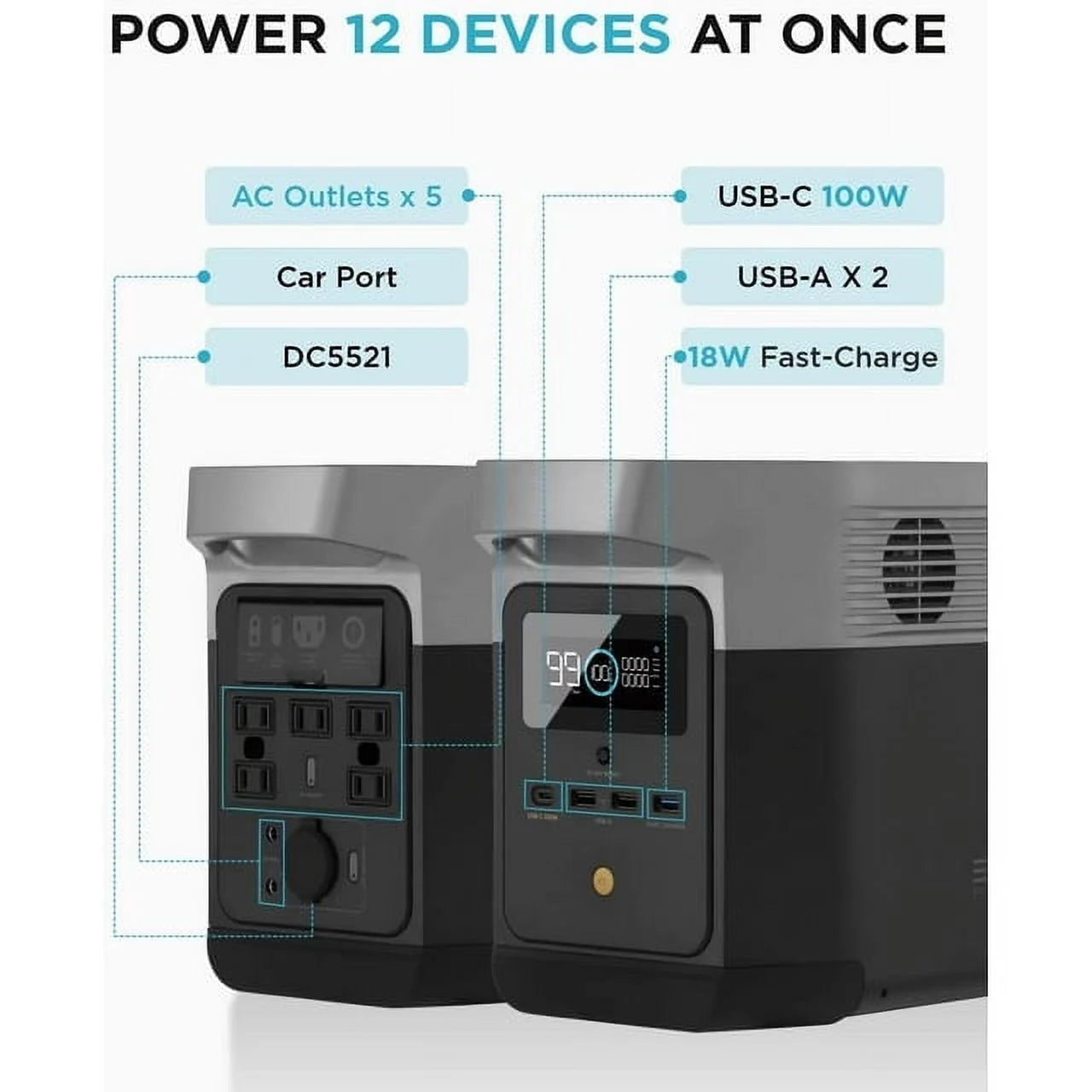 882Wh Capacity Portable Power Station Solar Generator O5213