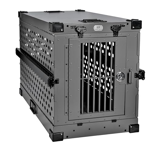 Medium Black Aluminum Dog Crate N745