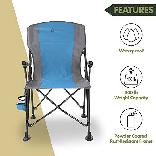 Tan & Gray Heavy-Duty Folding Camping Quad Chair with Cup Holder E275