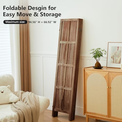 Wood 4 Panel Room Divider, 5.6 FT Tall Folding Privacy Screen P32526