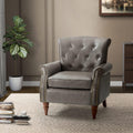 Grey Faux Leather Accent Chair with Solid Wood Legs K45739