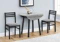 Gray 3pcs Drop Leaf Dining Table Set with Black Metal L236