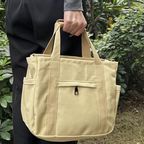 Canvas Tote Bag with Multiple Pockets U2946
