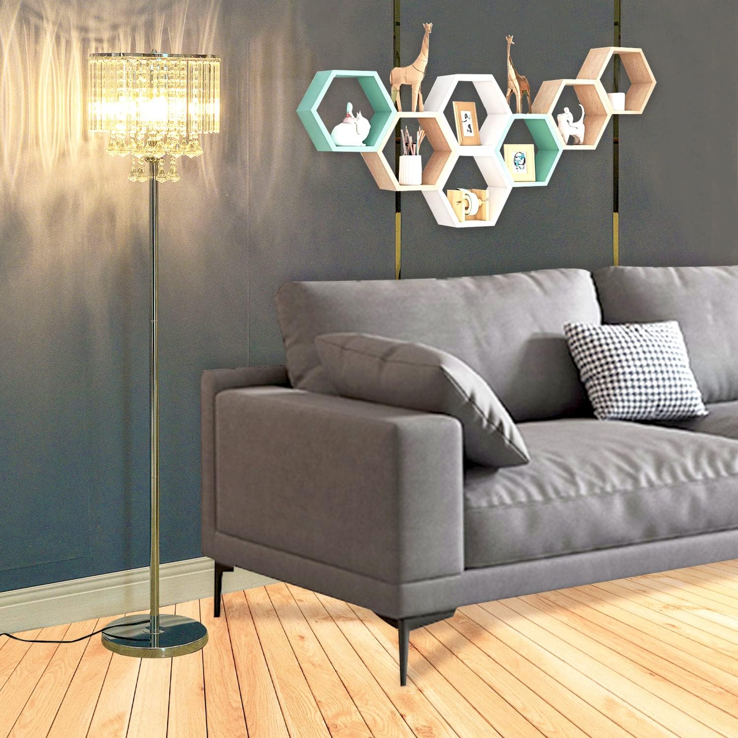 Chrome Crystal 3-Lights Floor Lamp K39674