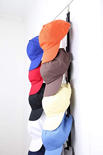 Black Over-The-Door Hat Rack Holds 18 Caps S312