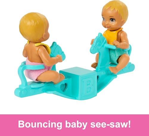 Skipper Doll & Nursery Playset with Accessories, Includes Twin Baby Dolls, 1 Crib, 1 Swing, 1 See-Saw T552