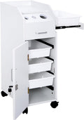 Rolling Hair Salon Storage Cart with Wheels & 3 Hair Dryer Holders & Drawers & Lock J99478