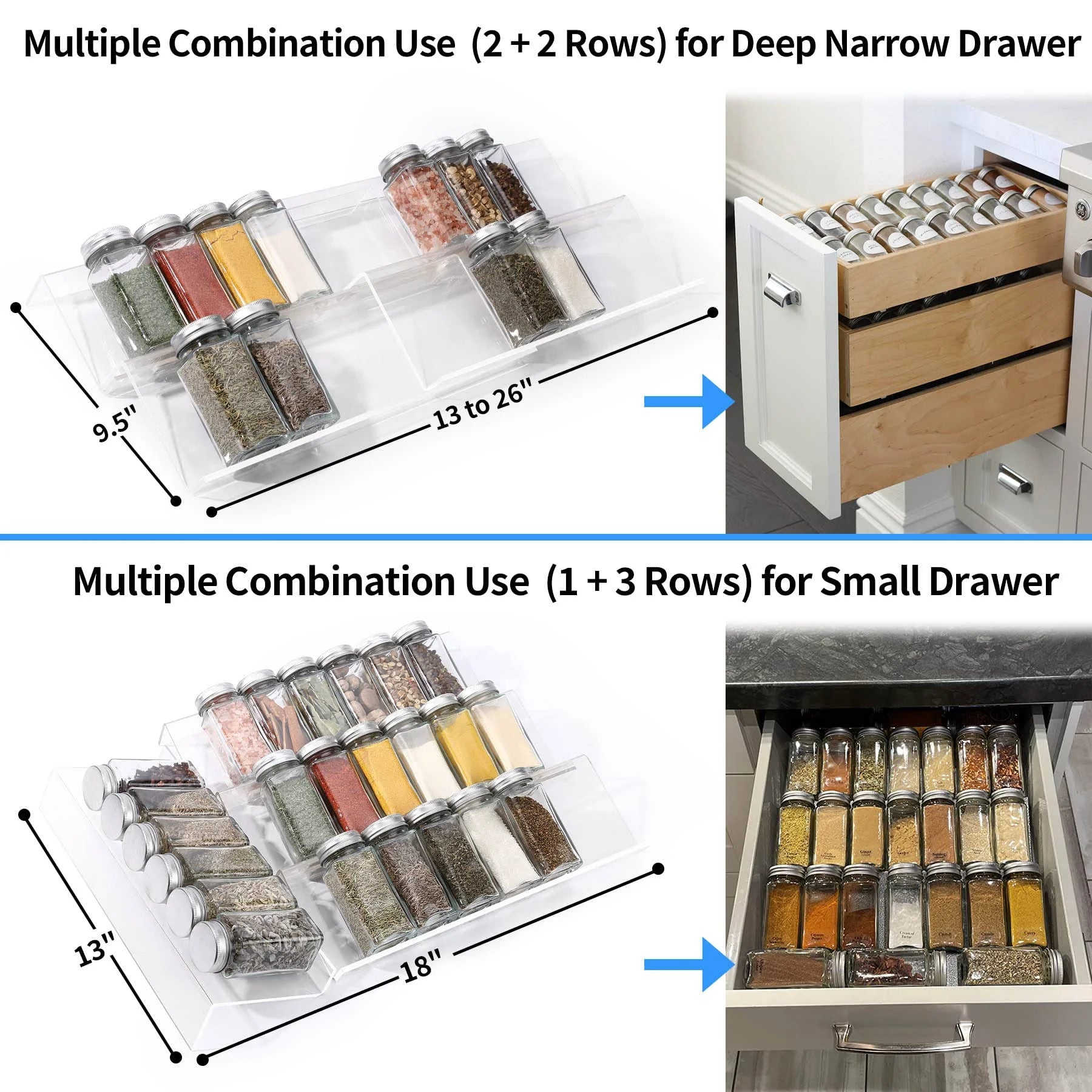 4 Tier 2 Set Expandable Acrylic Spice Drawer Organizer X33302