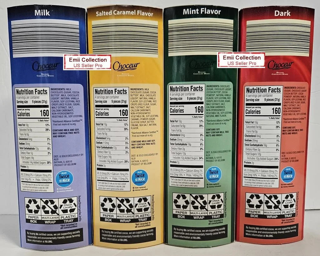 Milk & Salted Caramel, Mint, Dark Chocolate Waves (4 Rolls) E819574