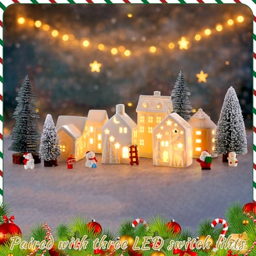 16 Pcs LED Ceramic Christmas Village Set E4798