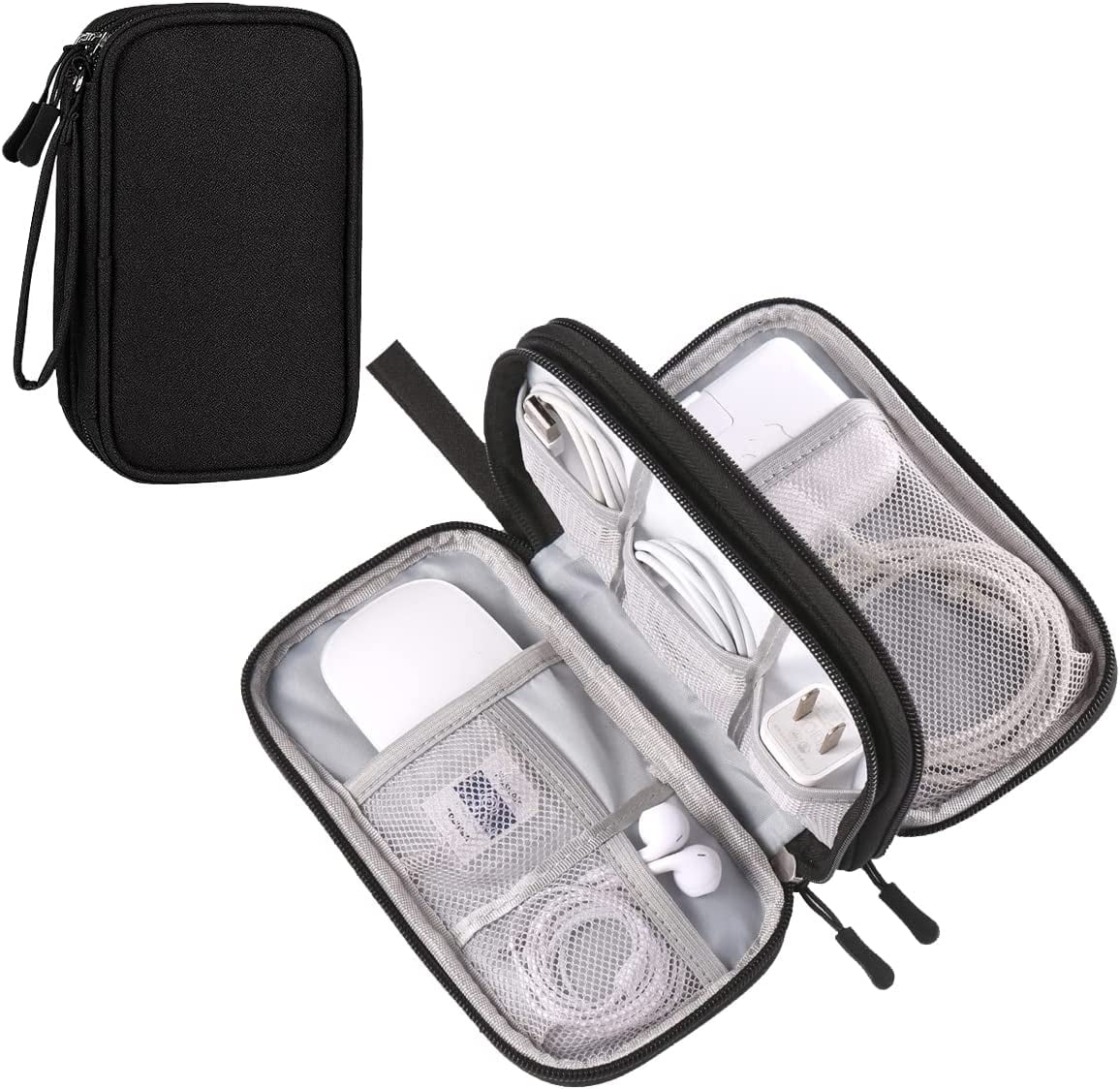 Compact Light Grey Travel Electronics Organizer Bag D46030