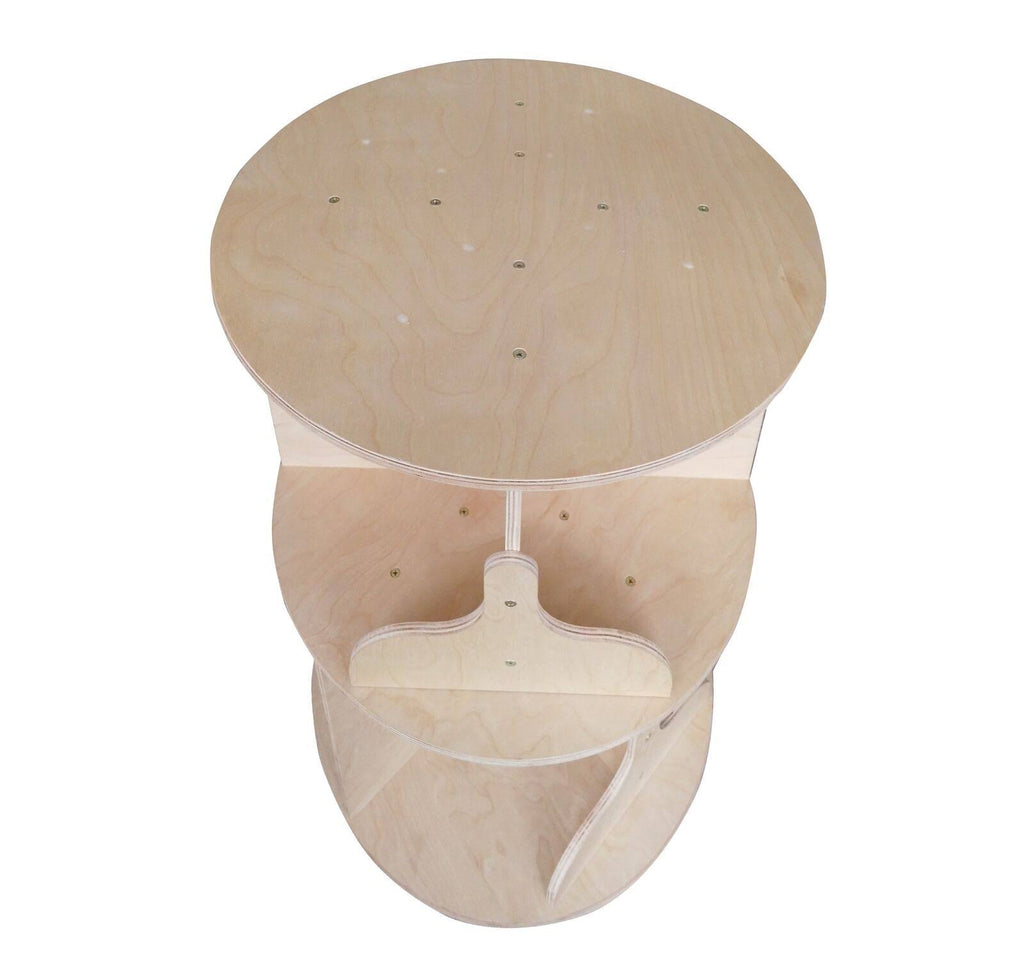 Natural Finish Two-Tier Round Wooden Bookcase F32319