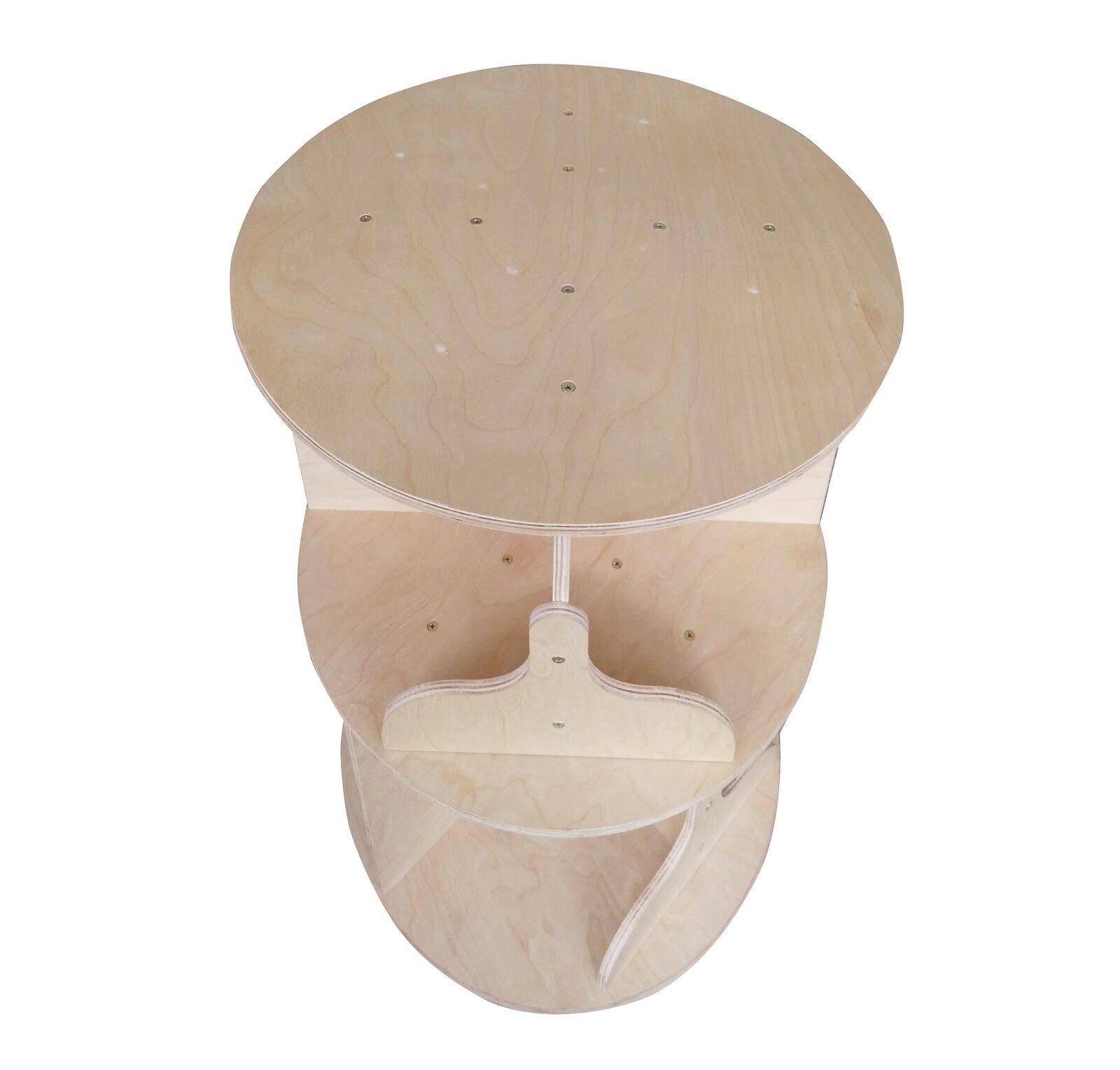 Natural Finish Two-Tier Round Wooden Bookcase F32319