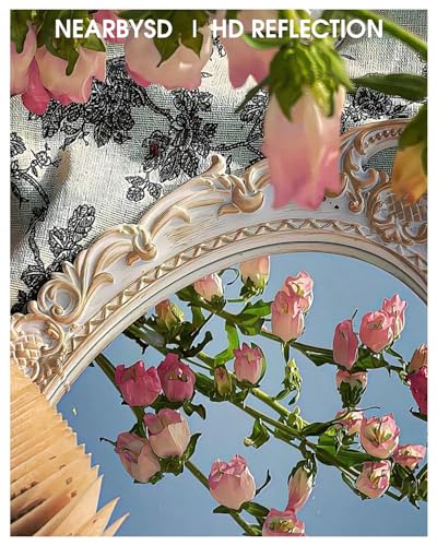 Black Arched Full Length Floor Mirror with Stand I602