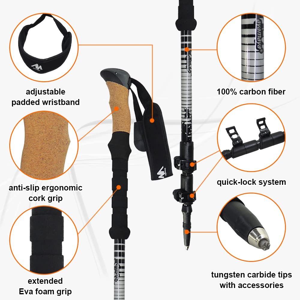 Carbon Fiber Trekking Poles with Cork Handle V30351