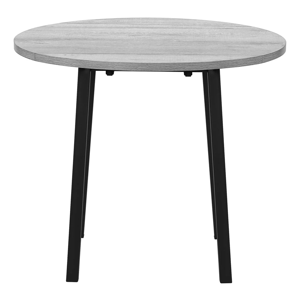 Gray 3pcs Drop Leaf Dining Table Set with Black Metal L236