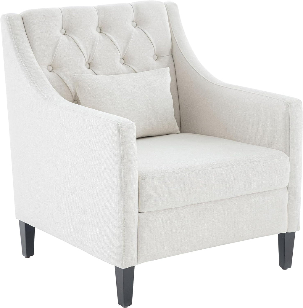 Beige Fabric Accent Chair with Wood Frame B144199