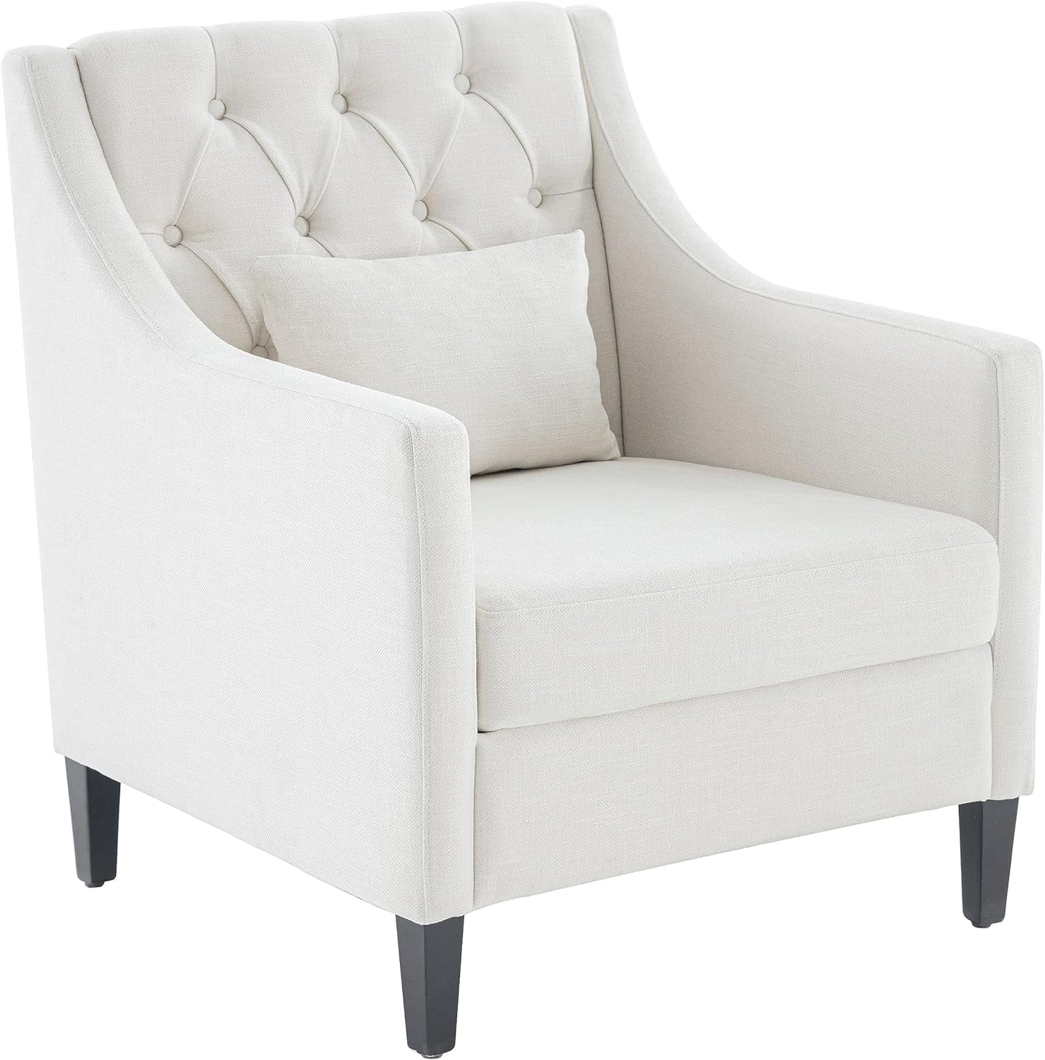 Beige Fabric Accent Chair with Wood Frame B144199