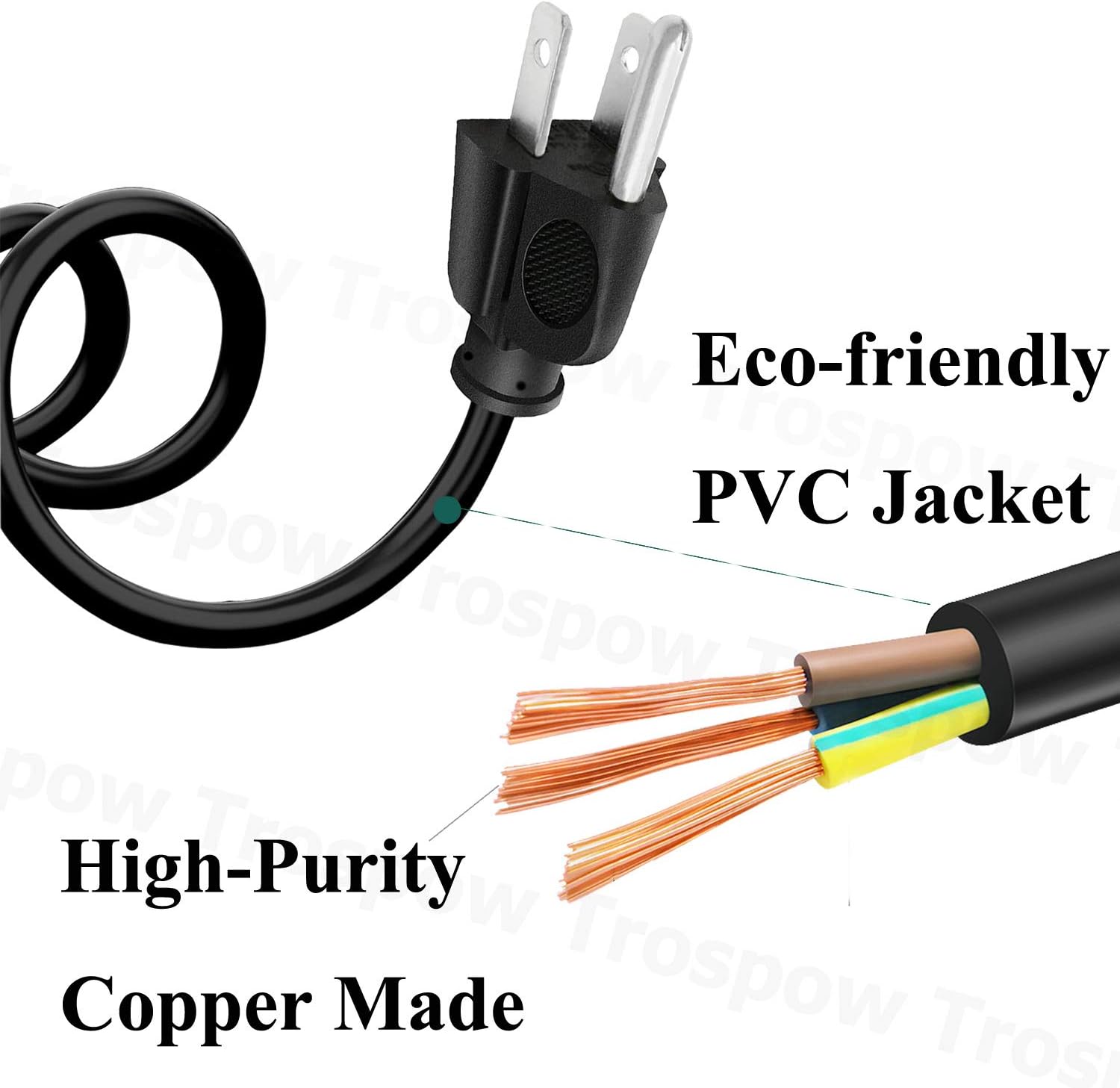 3 prong 8.2ft AC Power Cord Cable G605
