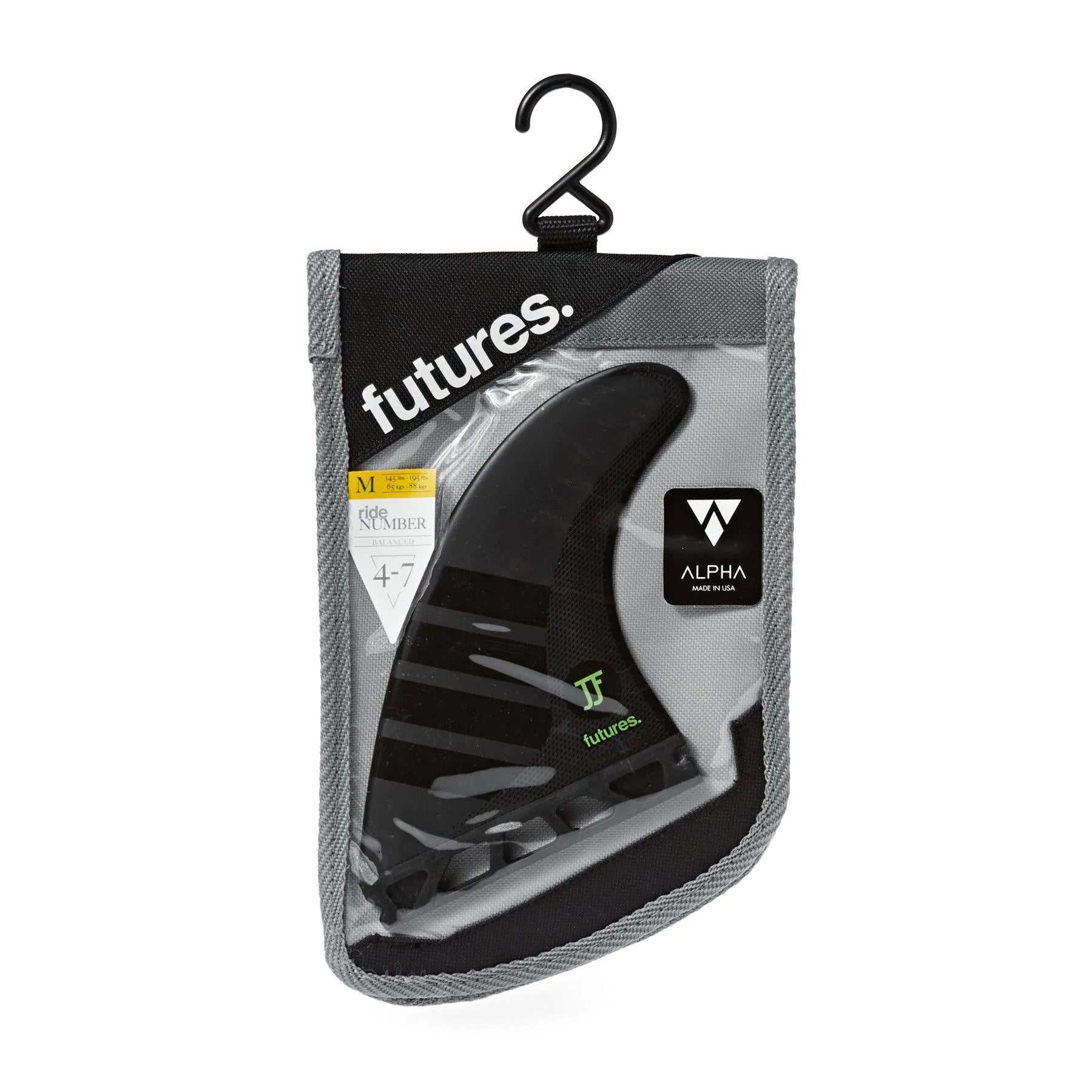 Carbon/Green Medium Thruster Fin Set L775