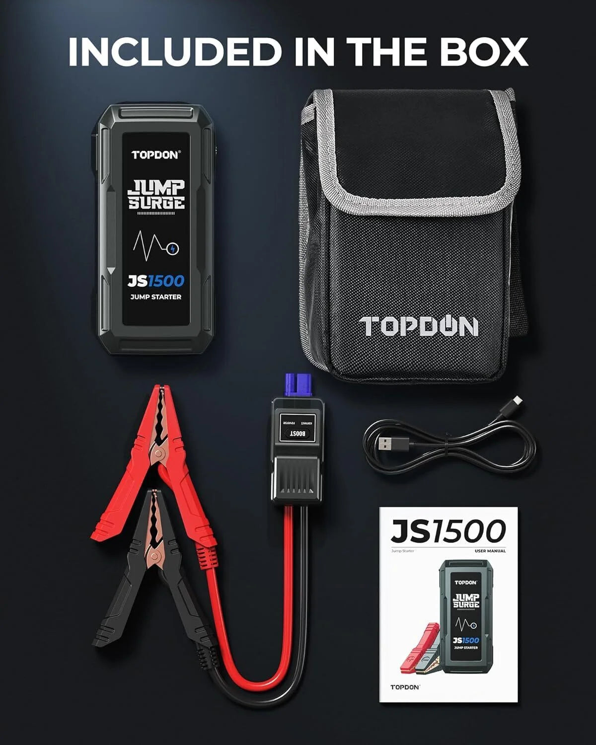 12V 1500A 10000mAh Lithium Battery Jump Starter with Smart Clamp Cables E869122