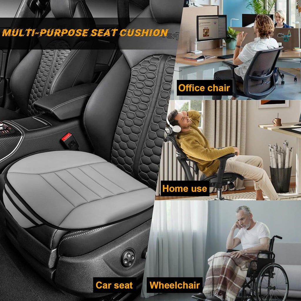 Gray Memory Foam Car Seat Cushion with Non-Slip Bottom E21733
