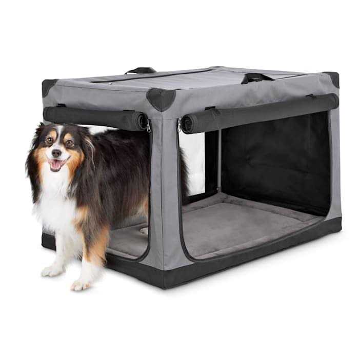 Portable Canvas Dark Grey Dog Crate D87272
