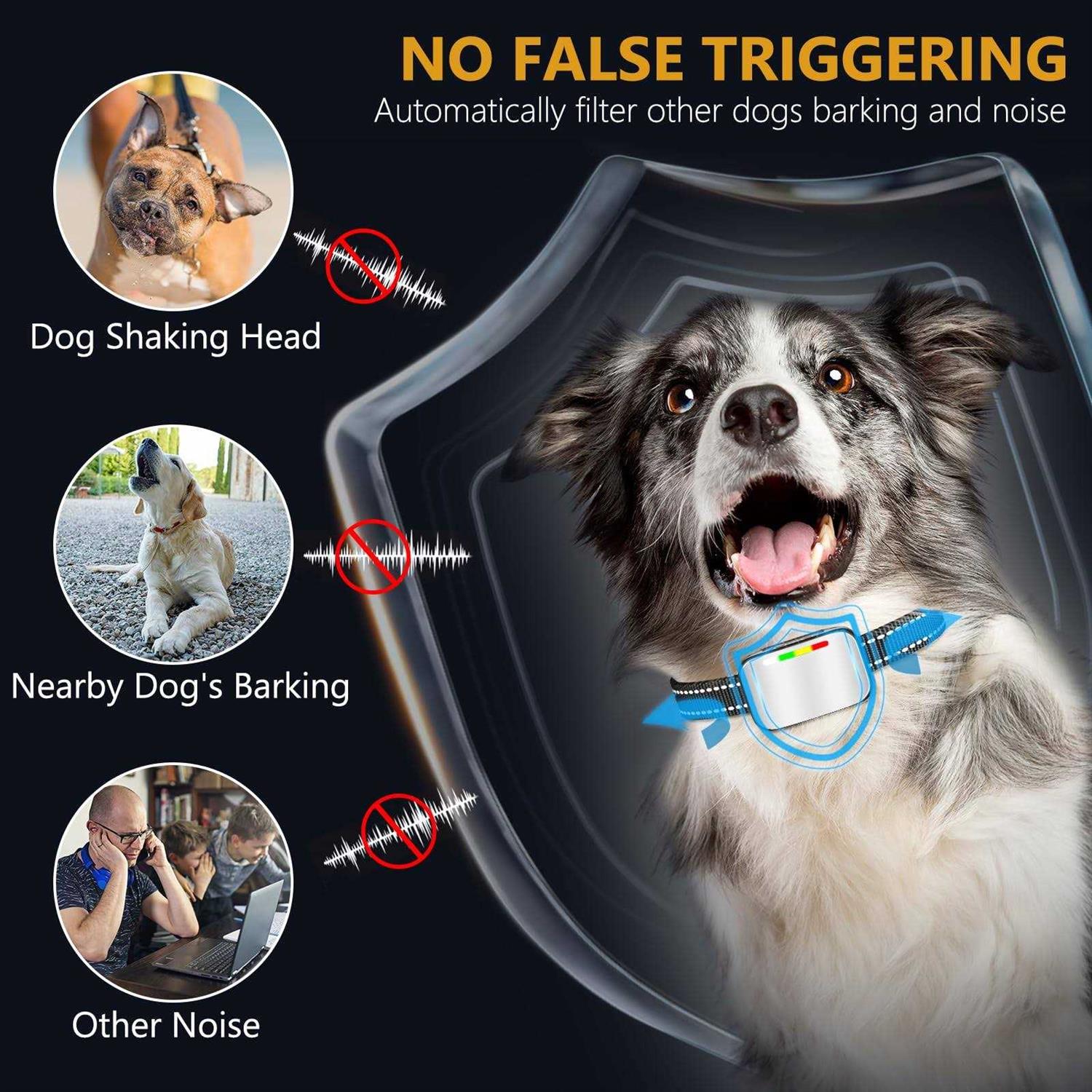 Rechargeable Dog Bark Collar 2 Pack with 4 Adjustable Sensitivity K6279