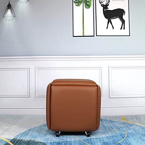 Leather Nesting Ottoman Cube Chair with Wheels Q291774