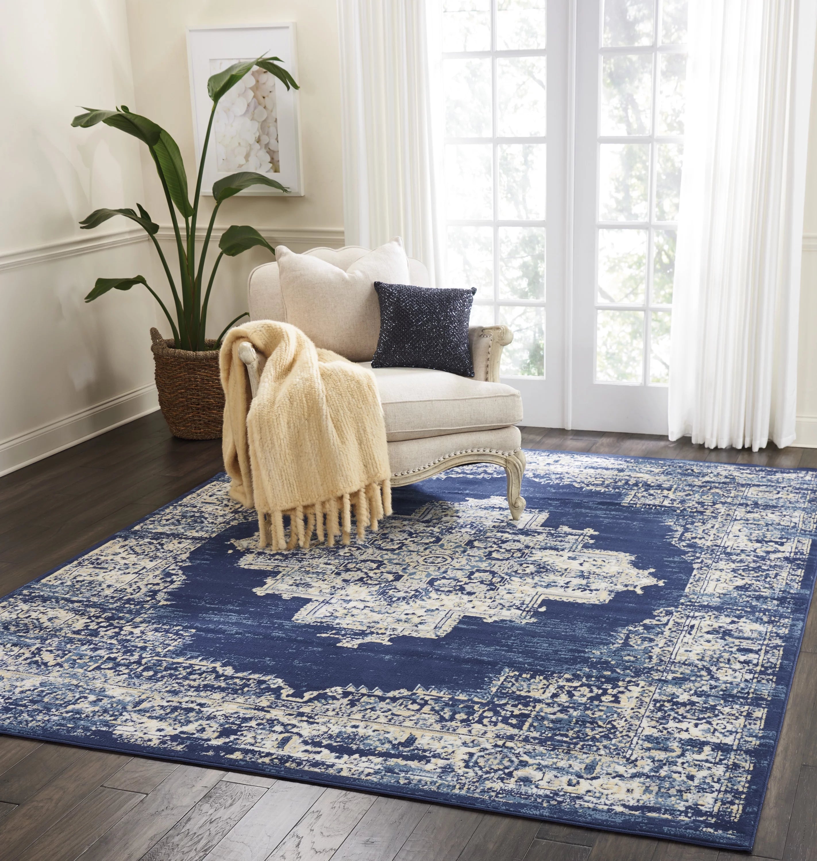 Navy Blue 7'10" x 9'10" Area Rug H688