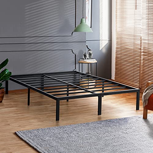 18 Inch Tall Heavy Duty Steel Slat Bed Frame Full Black A665233