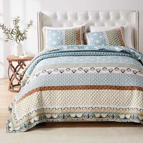 3-Piece Full/Queen Blue Quilted Bedding Set P17884