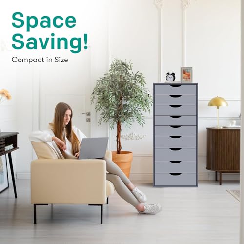 Black 9 Drawer Wood Dresser D840