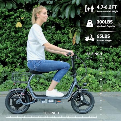 1200W Electric Scooter with Seat, 14" Fat Tire, 500Wh Battery, Foldable C466