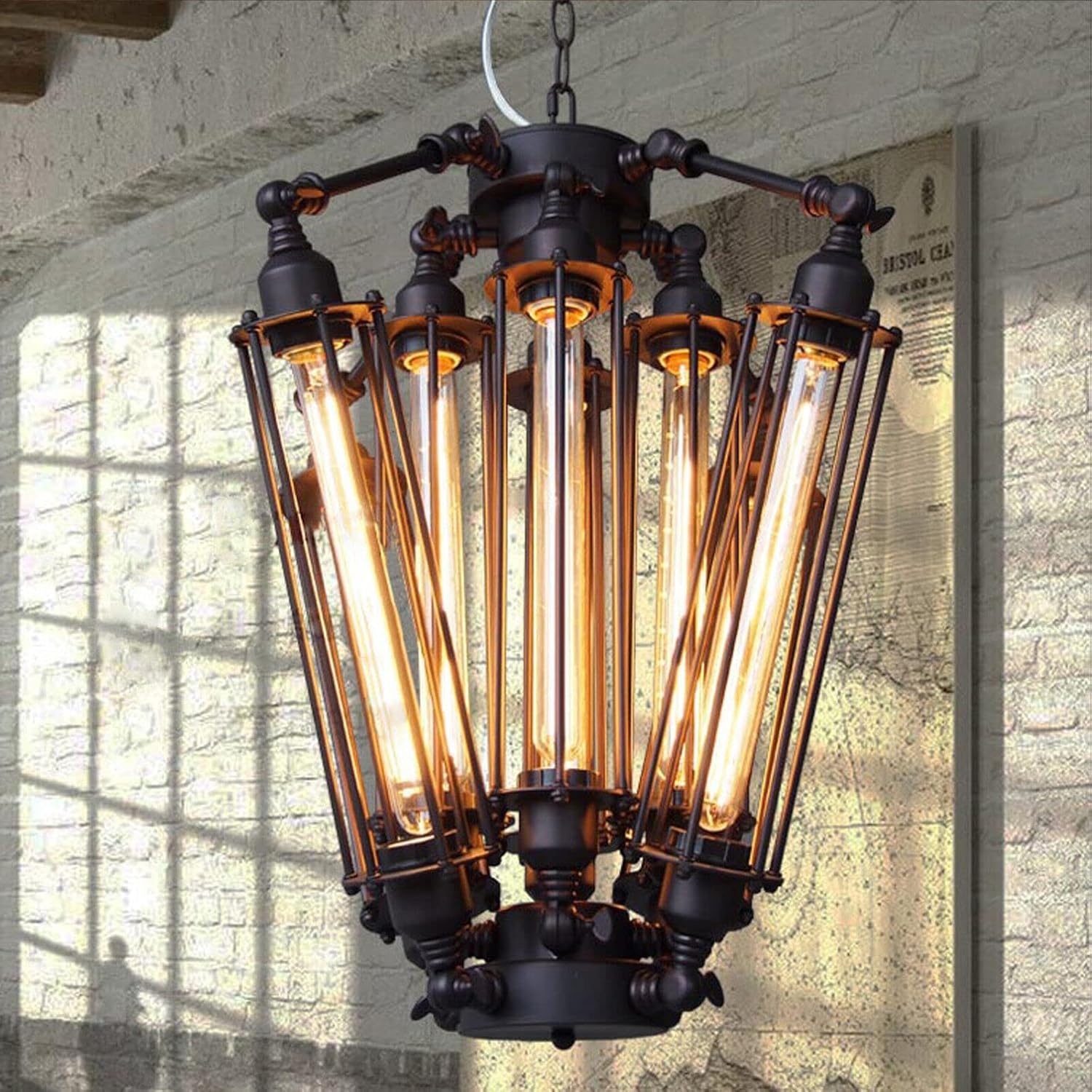 8-Lights Industrial Metal Pendant Chandelier E324