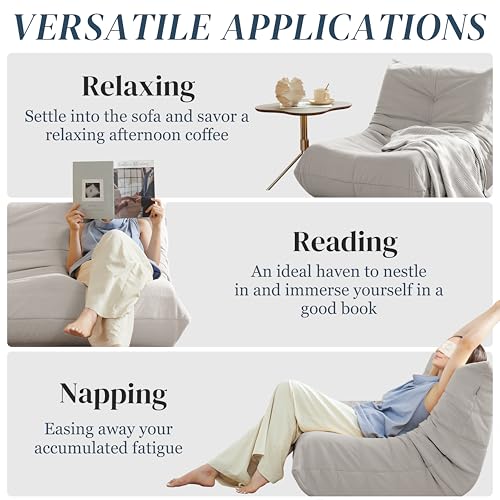 3-Seater Beige Suede Microfiber Bean Bag Chair A234276