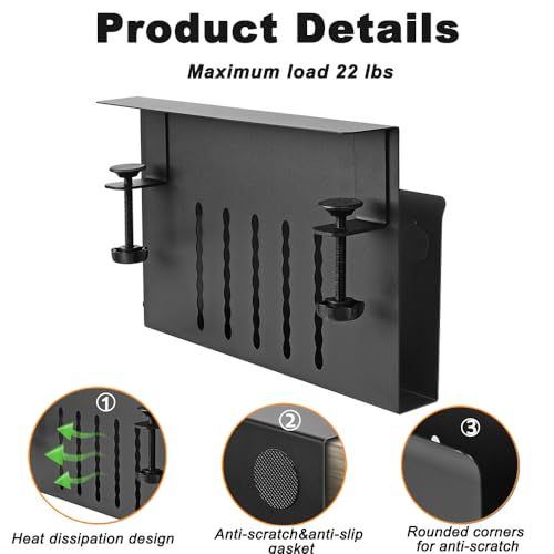 Black Clamp On Under Desk Laptop Holder with Magnetic Pen Holder C8715
