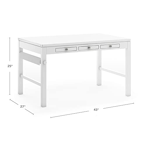 Creamy White Wooden Art Table with Storage Drawers F93734