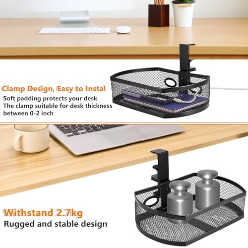 Square-Black Alloy Steel Under Desk Drawer Organizer E606