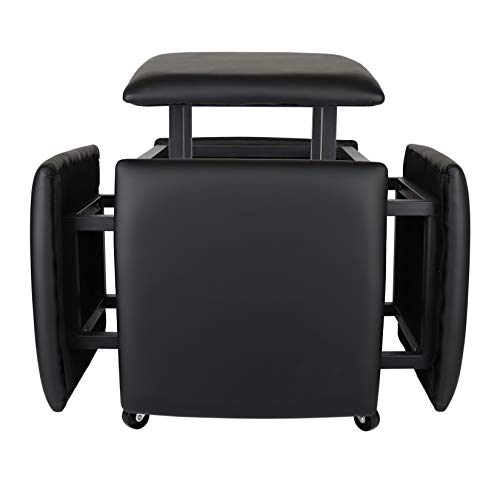 Leather Nesting Ottoman Cube Chair with Wheels Q291774