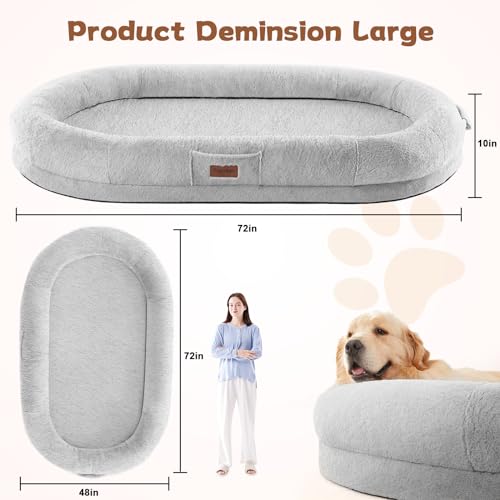 Giant Foldable Faux Fur Memory Foam Dog Bed Black E47659