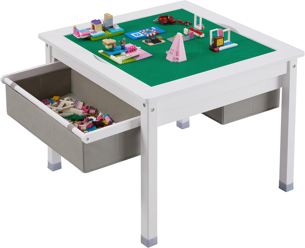 White Wooden Kids Table with Storage Drawers Z5115