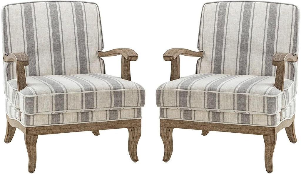 Polyester Armchair with Solid Wood Legs Set of 2 W4318