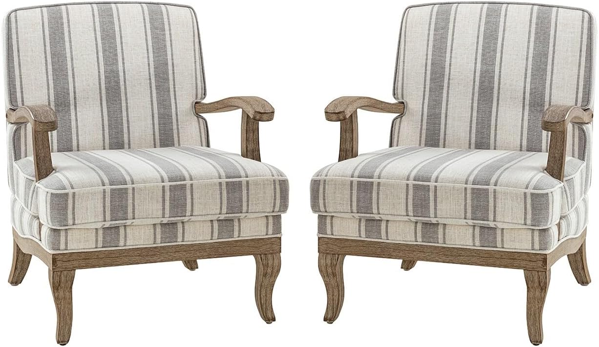 Polyester Armchair with Solid Wood Legs Set of 2 W4318