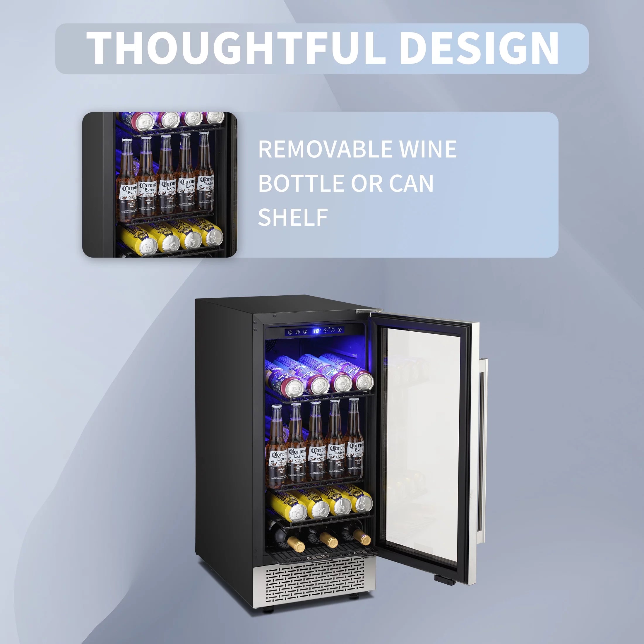 15 inch Beverage Refrigerator with Clear Glass Door Q592438