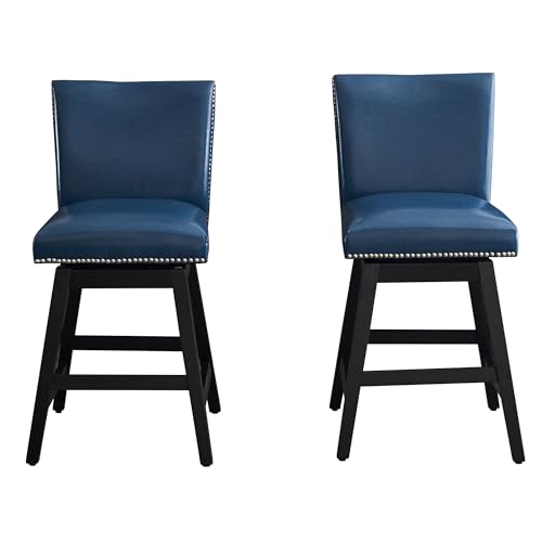 White Upholstered Swivel Bar Stools Set of 2 Z79013