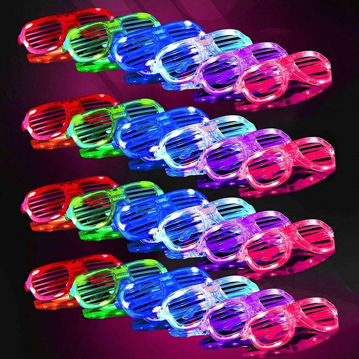 20Pack LED Glow Glasses Plastic Shutter Shades T16761