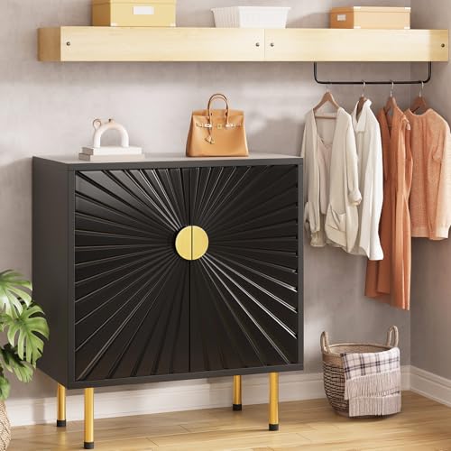 White Accent Storage Cabinet with Gold Handle Set 2 N312624